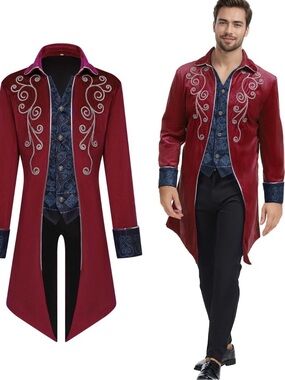 California Costumes Burgundy Embroidered Tailcoat with Navy Accents